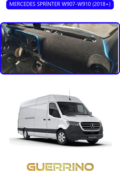 Mercedes Sprinter W907-W910 2018+Torpido Koruma Halısı Mavi Kenar