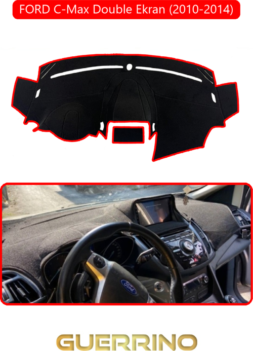 Ford C-Max Double Ekran (2010-2014)Torpido Koruma Halısı Kırmızı Kenar