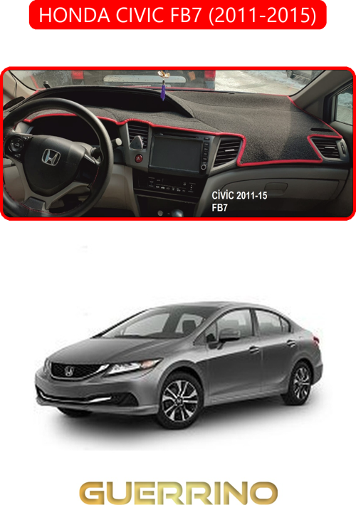 Honda Cıvıc Fb7 2011-2015Torpido Koruma Halısı Kırmızı Kenar