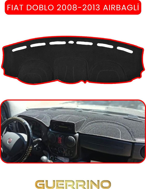 Fıat Doblo 2008-2013 Modellerine Uygun Airbagtorpido Koruma Halısı Kırmızı Kenar