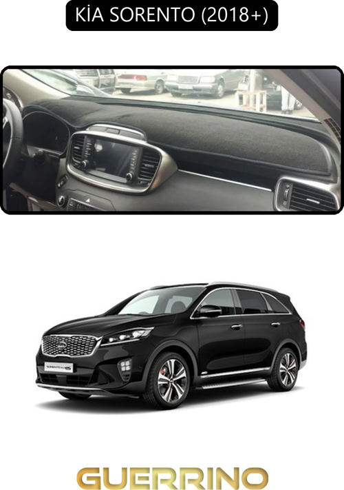 Kia Sorento 2018+Torpido Koruma Halısı Siyah Kenar