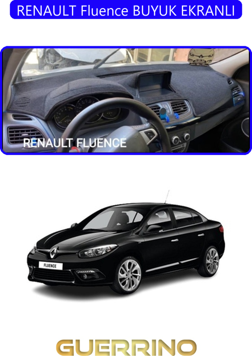 Renault Fluence Buyuk Ekranlıtorpido Koruma Halısı Mavi Kenar