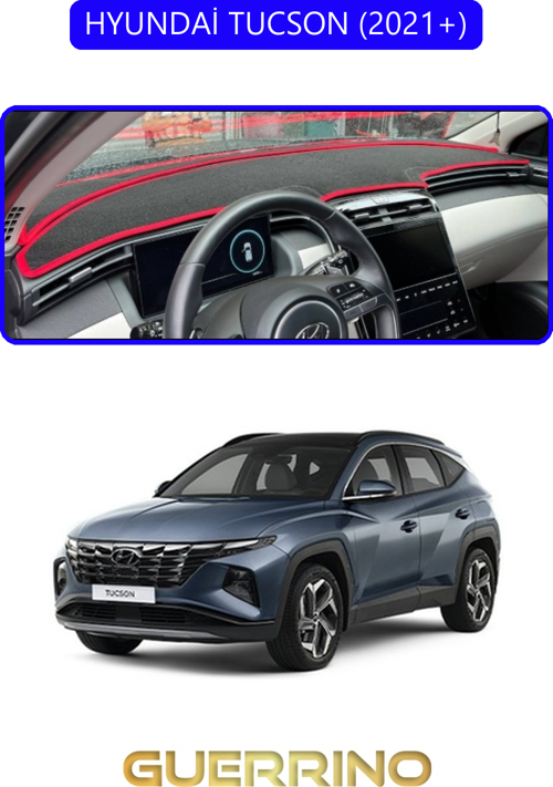 Hyundai Tucson 2021+Torpido Koruma Halısı Mavi Kenar