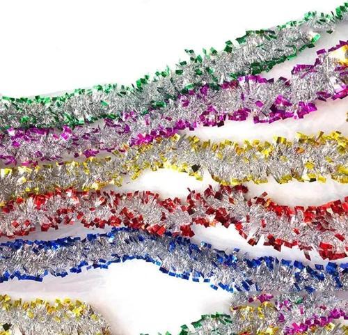 Nessiworld Mavi Gümüş Renk 4 cm Genişlik Garland Çift Renk Sim Süs 180 cm