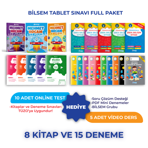 BİLSEM TABLET SINAVI FULL PAKET ( Seviye 1+2+3+4+5, Mehmet Hocam ile Bilsem, Tablet Deneme )