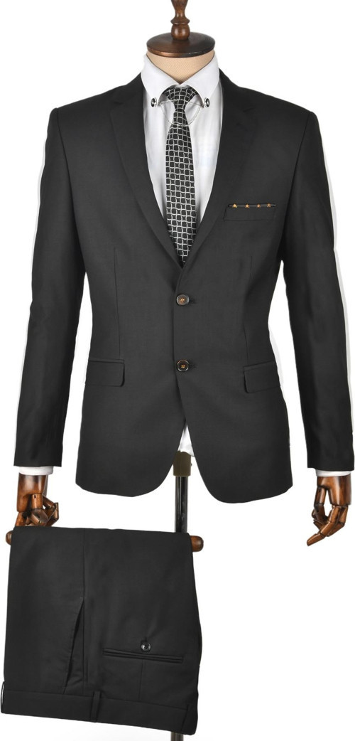 Erkek Siyah Çift Düğme Çift Yırtmaç Slim Fit 2 Li Takım Elbise 0230114