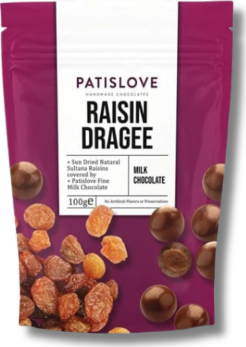 Patislove Sütlü Çikolatalı Üzüm Draje, 100g