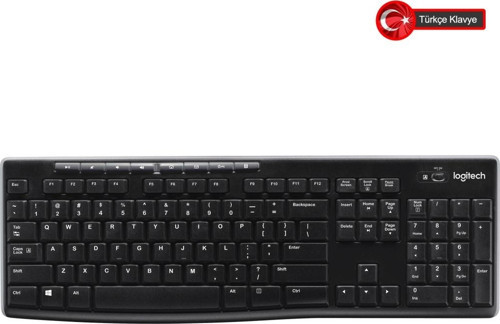 Logıtech K270, Siyah, 920-003761, Kablosuz, Türkçe Q, Multimedya Klavye