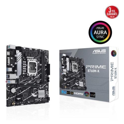 Prıme B760m-k, 2xddr5, 2x M.2, D-sub, Hdmı, 12-13.14.nesil, Lga1700 Soket, Anakart