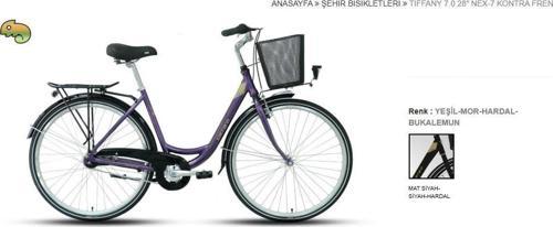 Tiffany 7.0 28"Jant 50 Cm 7 Vites Kontra Fren Şehir Bisikleti Mat Siyah Hardal (Bukalemun)