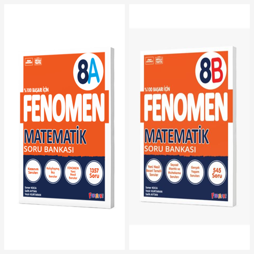 Fenomen 8. Sınıf Matematik A + B Soru Bankası Seti 2 Kitap Fenomen Yayınları