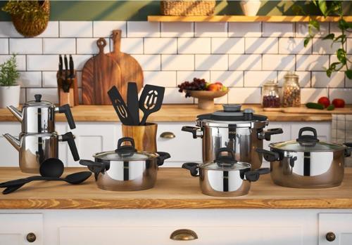 Wedding 16 Parça Çelik Tencere Çaydanlık Servis Seti