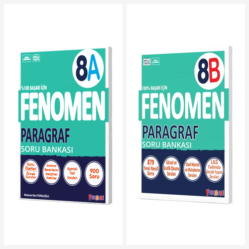 Fenomen 8. Sınıf Paragraf A + B Soru Bankası Seti 2 Kitap Fenomen Yayınları