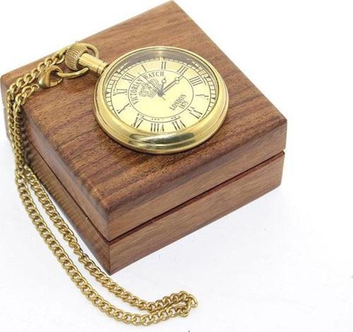 Ahşap Kutulu Pirinç Köstekli Saat Model 9