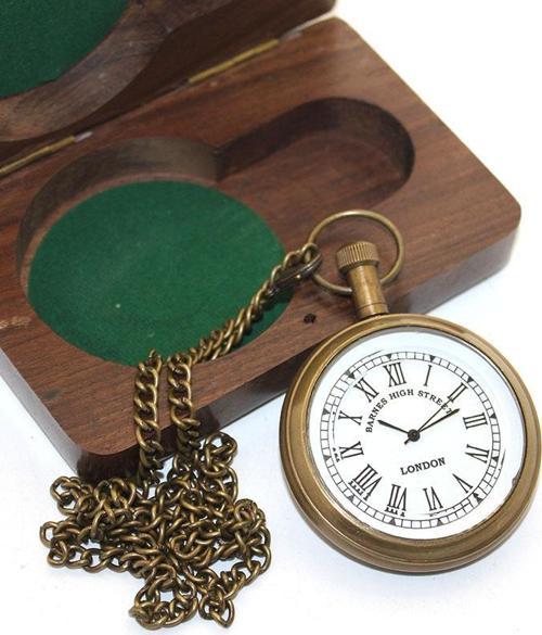 Ahşap Kutulu Pirinç Köstekli Saat Model 4