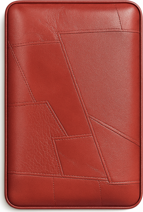 Dahili Çakmaklı Bordo Desenli Deri Puro Taşıma Çantası - Seyahat Humidoru