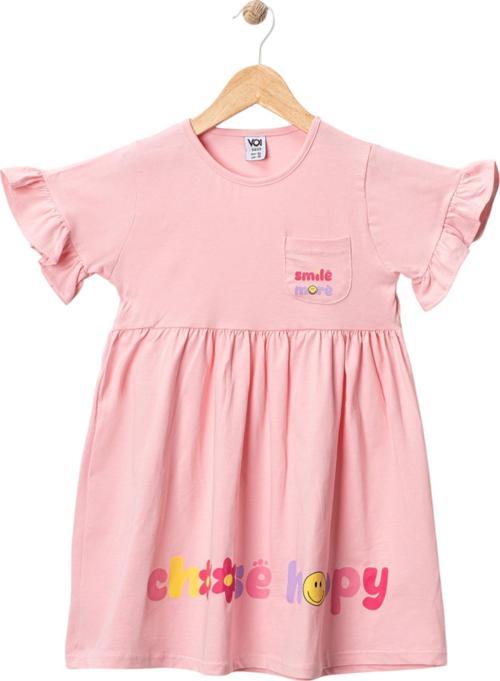 SMILE BASKILI BASKILI CEPLİ ELBİSE Pembe