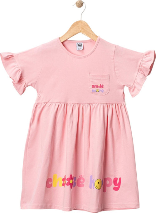 SMILE BASKILI BASKILI CEPLİ ELBİSE Pembe