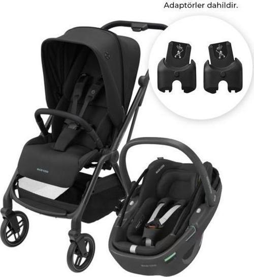 Leona2-Coral 360 Modüler Ana Kucaklı Ultra Kompakt Çift Yönlü Seyahat Sistem Bebek Arabası Essential Black