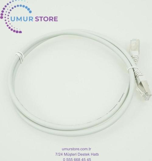 Bakır Patch Kablo CAT5E Utp 1mt Pvc Gri Patch Cord RJ45 Korumasız 5 Adet