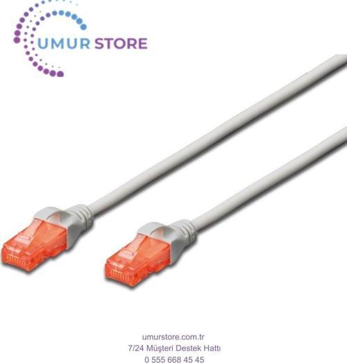 CAT. 6 Patch Kablo, U/UTP, 0,5 metre, AWG 26, Gri Renk, LSZH