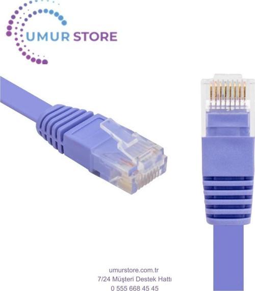 Cat6 5 Metre Yassı Kablo Ethernet Internet Kablosu Jack Soketleri Takılı Hazır Kablo