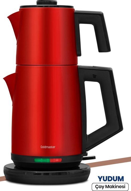 Yudum Mat Kırmızı Paslanmaz Çelik 2200 Watt Çelik Çay Makinesi Ve Su Isıtıcı