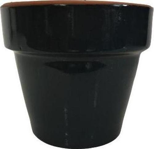ANTRASİT RENK SIRLI EL YAPIMI KÜÇÜK BOY TOPRAK SAKSI (12*12 CM)