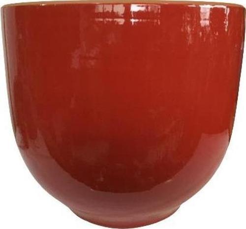 KIRMIZI RENK SIRLI , EL YAPIMI TOMBUL TOPRAK SAKSI (33*38 CM)