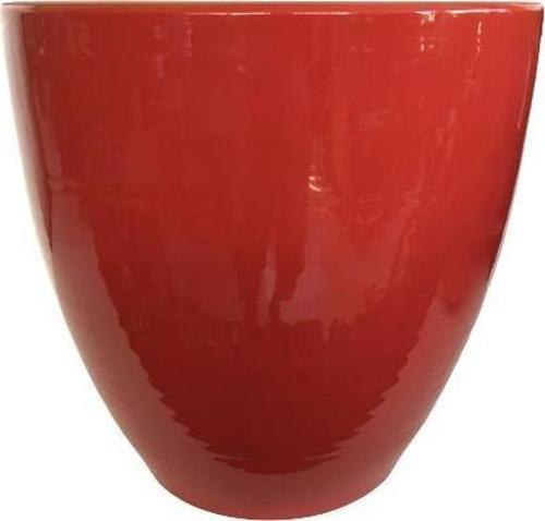 KIRMIZI RENK SIRLI , EL YAPIMI TOPRAK SAKSI 36*38 CM)