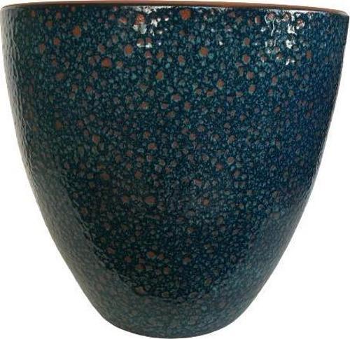 ÖZEL YAPIM LACİVERT RENK SIRLI TOPRAK SAKSI (36*38 CM)