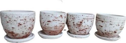 4 ADET ANTİK GÖRÜNÜMLÜ TOPRAK SAKSI 12*12 CM