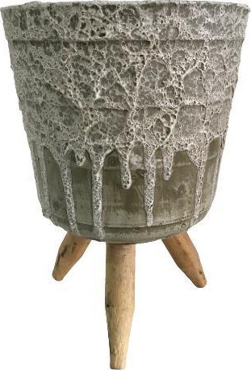 Antik Görünümlü Ayaklı Saksı (Yeşil Renk 13 Cm Genişliğinde)