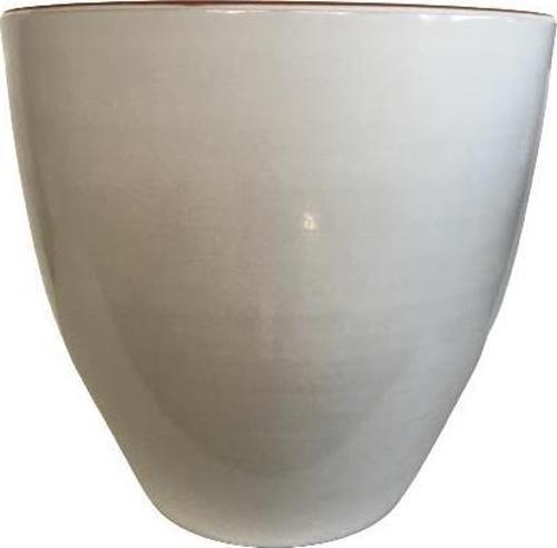 BEYAZ RENK SIRLI , EL YAPIMI TOPRAK SAKSI 36*38 CM)