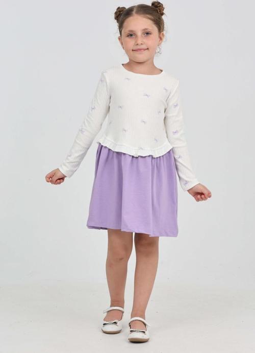 Toontoy Kız Çocuk Fiyonk Baskılı Elbise