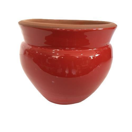 KIRMIZI RENK SIRLI EL YAPIMI KÜÇÜK BOY TOPRAK SAKSI (12*12 CM)