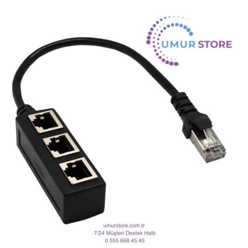 RJ45 Y Splitter Adaptörü 1 Ila 3 Port Cat 5 / Cat 6 Lan Ethernet Soket