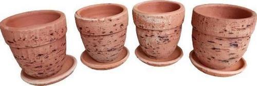 4 ADET ANTİK GÖRÜNÜMLÜ TOPRAK SAKSI 12*12 CM