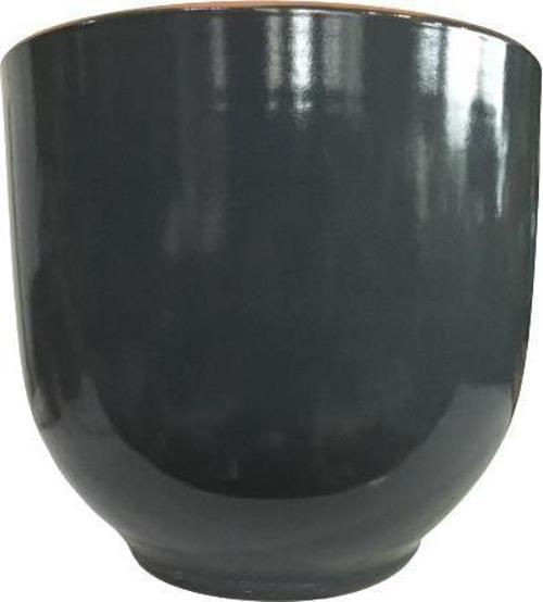 ANTRASİT RENK SIRLI , EL YAPIMI TOMBUL TOPRAK SAKSI (30*27 CM)