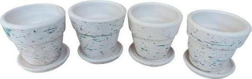 4 adet Antik Görünümlü Toprak Saksı 12*12 cm