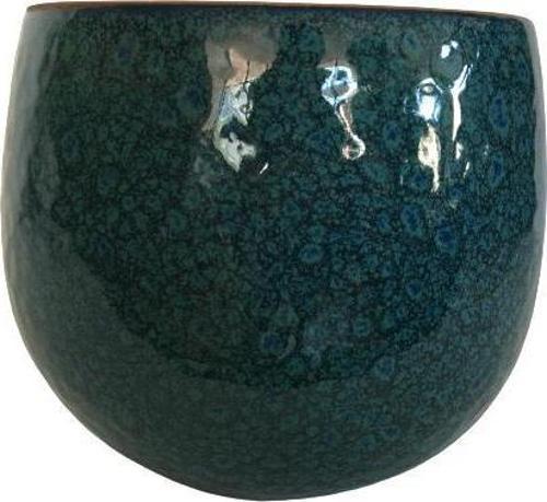 ÖZEL YAPIM LACİVERT DAMLA RENK EL YAPIMI TOPRAK SAKSI - 15*15 CM