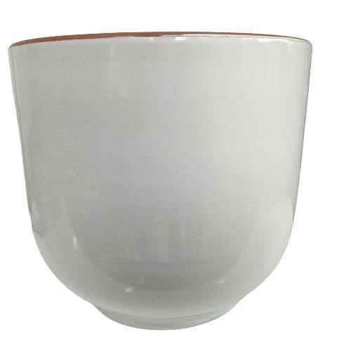BEYAZ RENK SIRLI , EL YAPIMI TOMBUL TOPRAK SAKSI (33*38 CM)