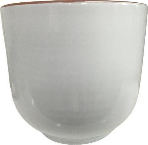 BEYAZ RENK SIRLI , EL YAPIMI TOMBUL TOPRAK SAKSI (33*38 CM)