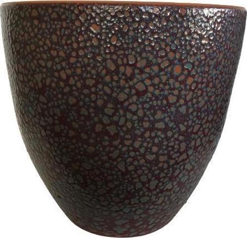 ÖZEL YAPIM BORDO RENK SIRLI TOPRAK SAKSI (29*29 CM)