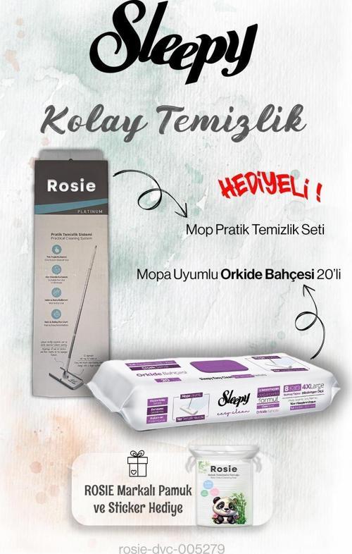 20'li Orkide Bahçesi Mopa uyumlu ve Mop Seti, Rosie Hediyeli