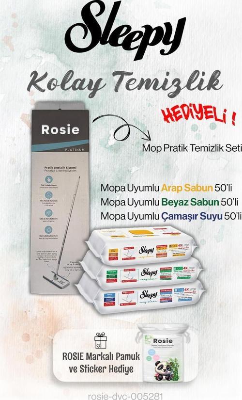 3'lü Mis Gibi Temizlik Serisi 50'li Mopa uyumlu ve Mop Seti, Rosie Hediyeli