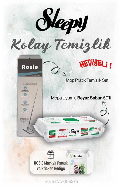 50'li Beyaz Sabun Mopa uyumlu ve Mop Seti, Rosie Hediyeli