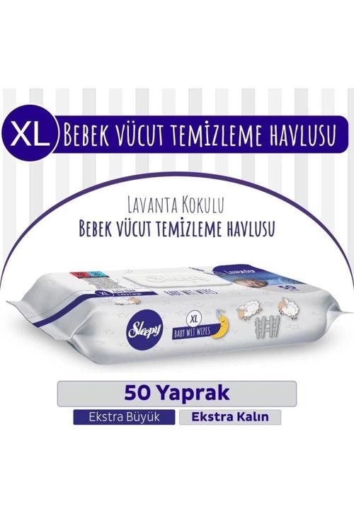 XL Lavanta Kokulu Bebek Vücut Temizleme Mendili 50 Yaprak