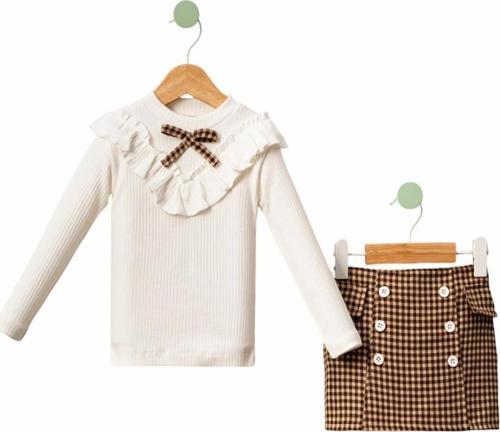 Kahverengi Fırfırlı Çocuk Kız Takım 6Y,7Y,8Y,9Y