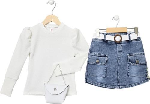 Mavi Kot Şort Etek Kazayağı Kız Çocuk Takım 1025